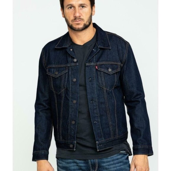 levi's trucker jacket dark blue